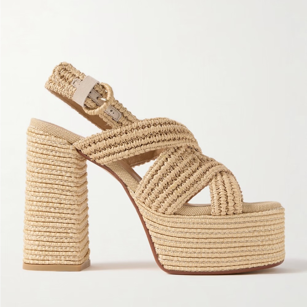 NWOB Castañer Fulvia Raffia Platform Sandal Shoe Espadrille Sz 41